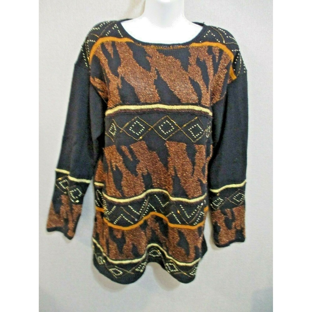 N8tive Nits Tunic Sweater by Sandi and Jo Metallic & Beaded Size Medium